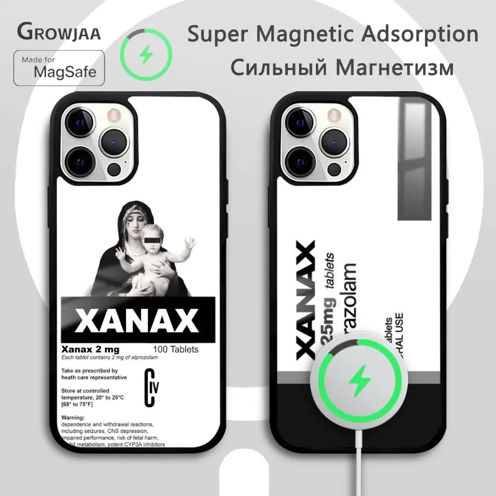 

Chill Pill XANAX Plating Phone Case For iPhone 17 16 15 14 13 12 11 Pro Max Plus Mini Magsafe Mirror Wireless Magnetic Funda