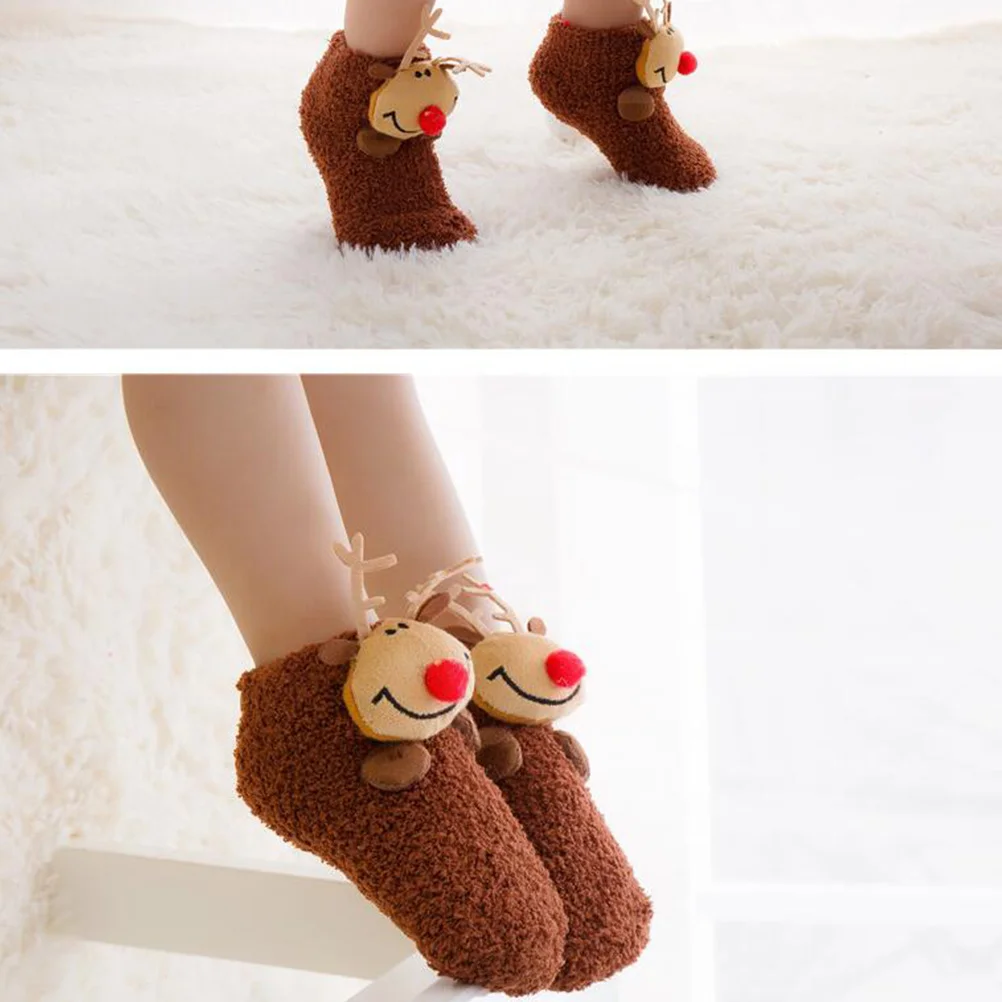 Cartoon Animal Baby Cadeau Sok Comfortabel Antislip Bruin Elanden Kerstfeest Kous Kerstfestival