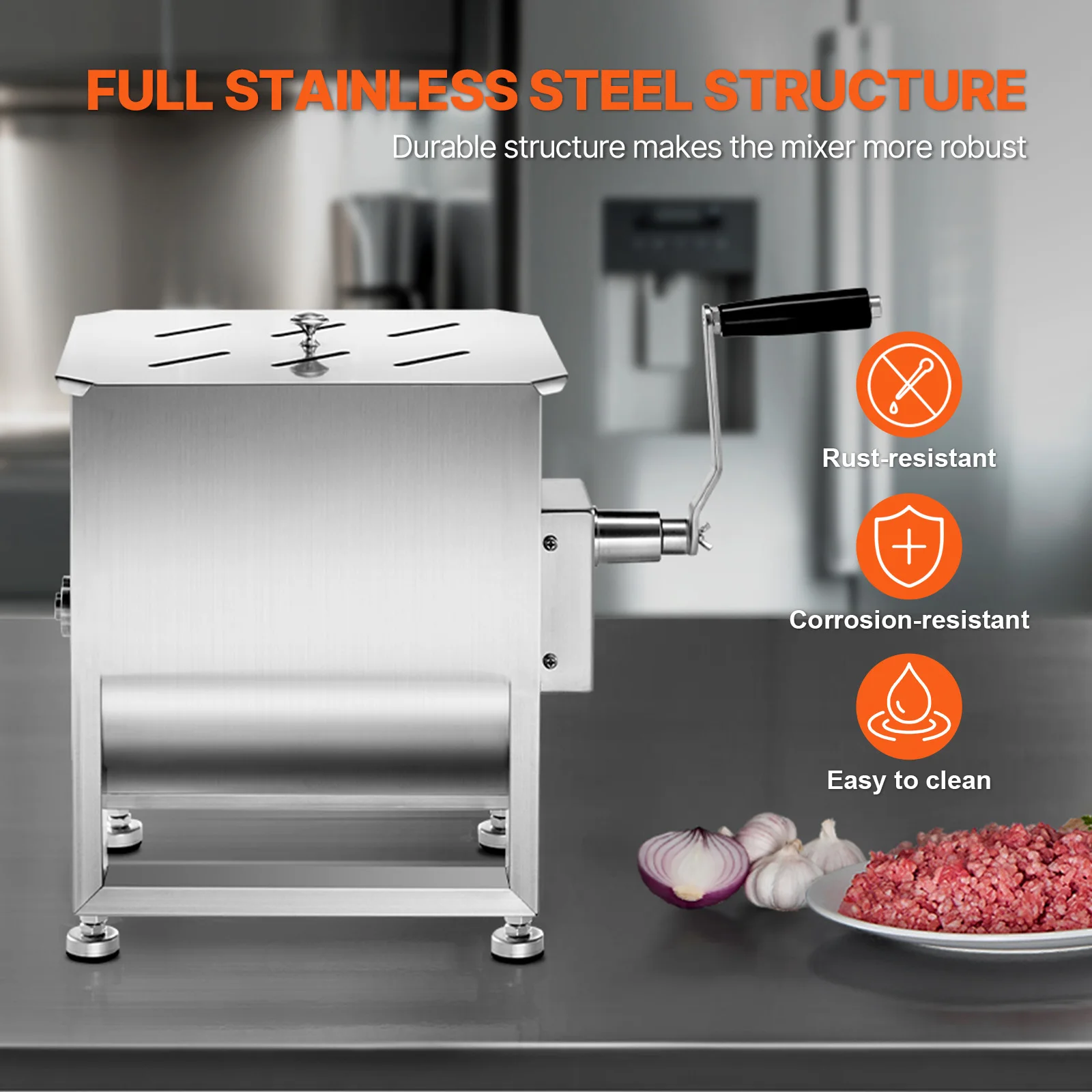 SucceBuy 10 20 30 40 л Ручной миксер для мяса с фиксированным резервуаром Оборудование для обработки мяса Миксер для колбас Машина с ручкой крышки Редуктор шестерни