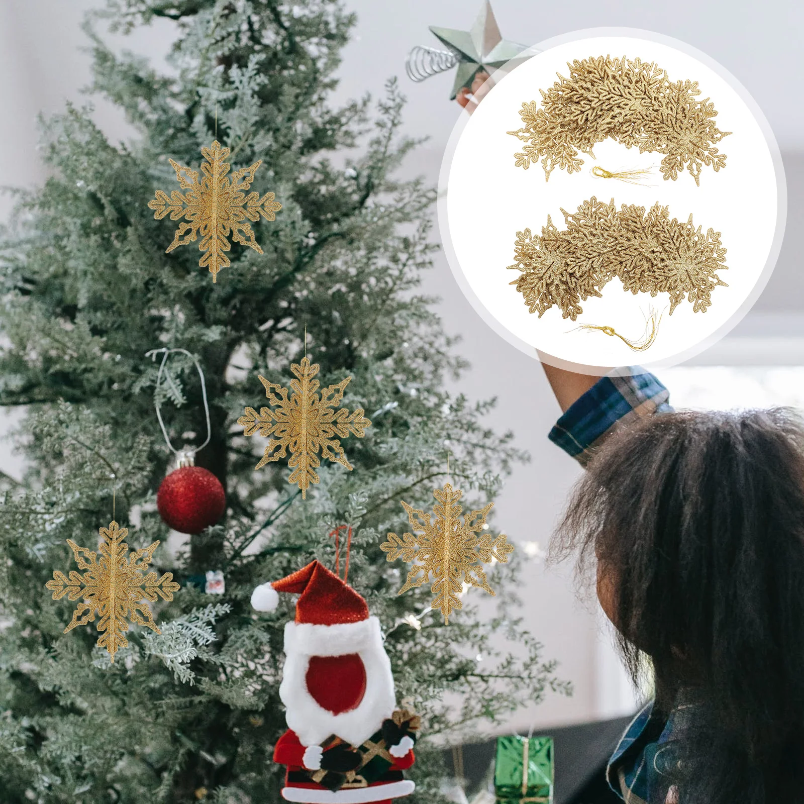 

12 Pcs Snowflake Pendants Christmas Ornaments Snowflakes Decorations Onion Powder Family Tree Craft