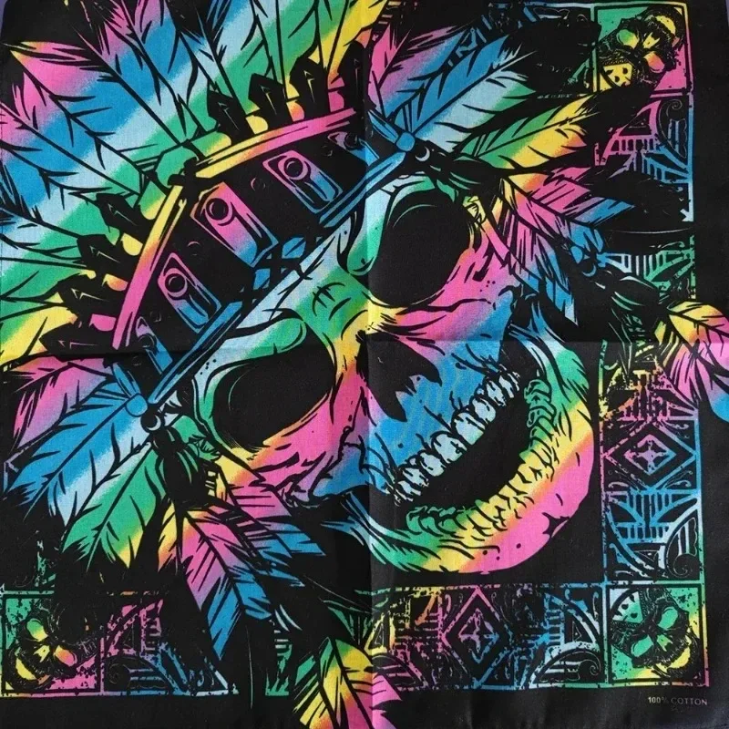 ผ้าพันคอแฟชั่นฮิปฮอป ลายใหม่ 100% ผ้าฝ้าย ลายหัวกะโหลก ผ้าพันคอสี่เหลี่ยม ลายเพสลีย์สีดำ ผ้าคาดศีรษะสำหรับปั่นจักรยาน สำหรับผู้หญิง/ผู้ชาย/เด็กชาย/เด็กหญิง