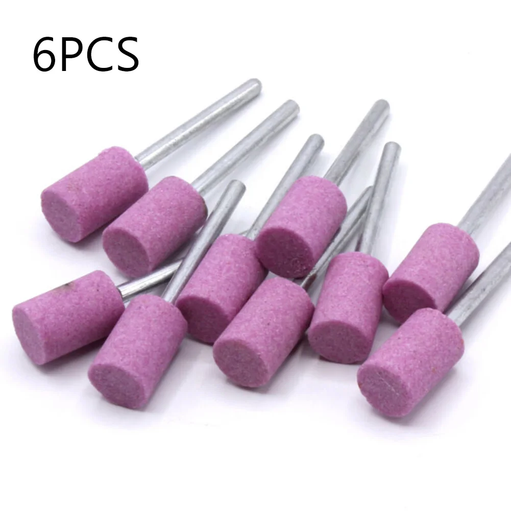 Pink Abrasive Mounted Stone Polishing 3mm Shank 6PCS Abrasive Mounted Grind Stone 10mm Grinding head New Useful