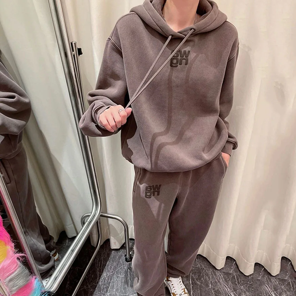 Spring Fall Classic Sport Pant Sets Loose Hoodie Casual Sweatshirt Women Elastic Waist Sports Trouser Sweatpants Track Suit Set