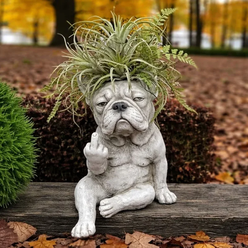 Funny French Bulldog Resin Planter Succulent Pot Gift