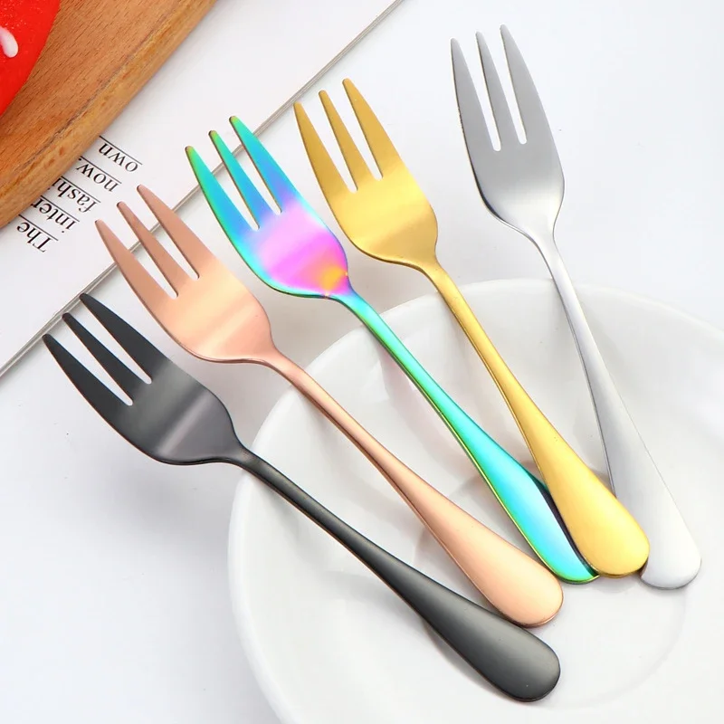 6pcs/set Fruit Forks Dessert Forks Are Small and Delicate for Entertaining Guests Stainless Steel Cutlery Mini Fork Set