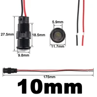 1/5 pièces 6/8/10/12mm indicateur LED en plastique noir Signal point lampe rouge jaune ambre bleu vert blanc 3V5V6V12V24V110V220V 3