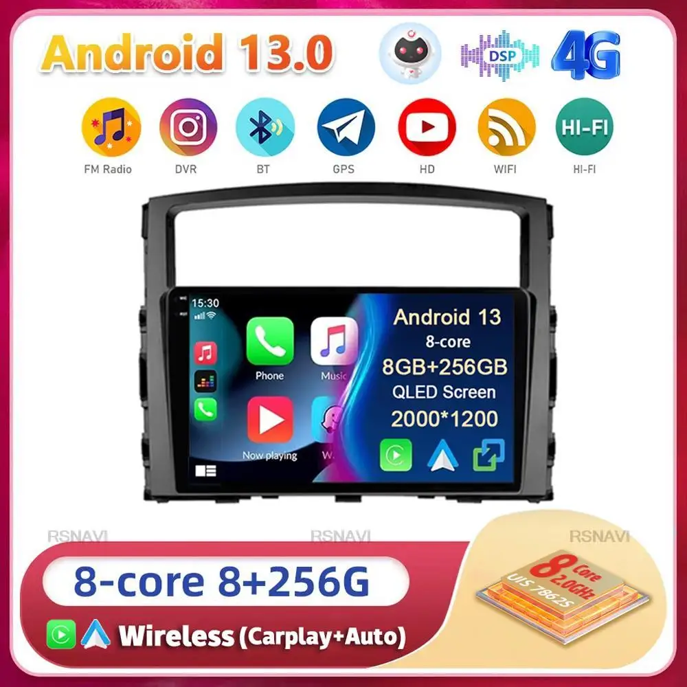 

Android13 Carplay WIFI+4G For Mitsubishi Pajero 4 V80 V90 2006 2007 2008 2009-2014 Car Radio Multimedia Player Stereo Head Unit