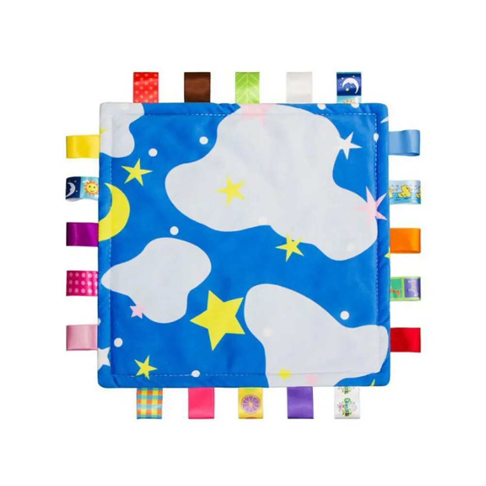Monkey Teething Cloth Premium Cotton 16 Interactive Tags Baby Teething Blanket Washable Soft Soothing Infant Teether