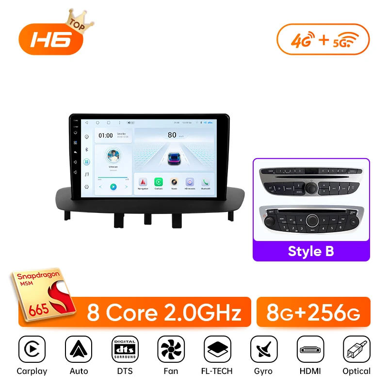Ainavi Autoradio Voor Renault Megane 3 Fluence Samsung SM3 2008-2014 Draadloze Carplay Android Auto Multimedia Stereo 2 Din