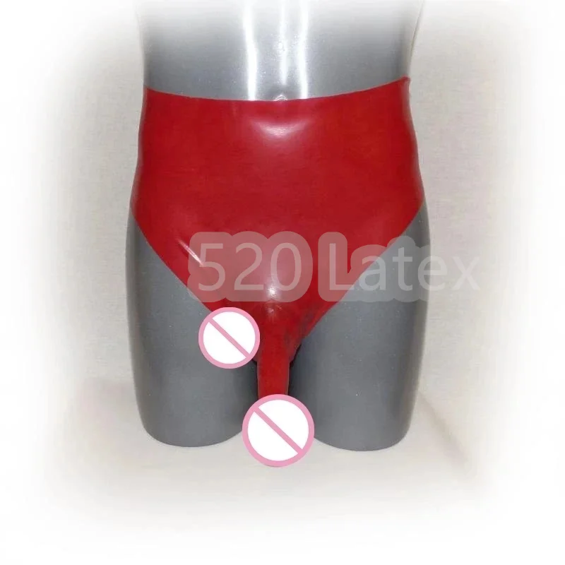 Natural Latex man Shorts Briefs underpants with sheath Rubber underwear Seamless Shorts Exotic Accessories