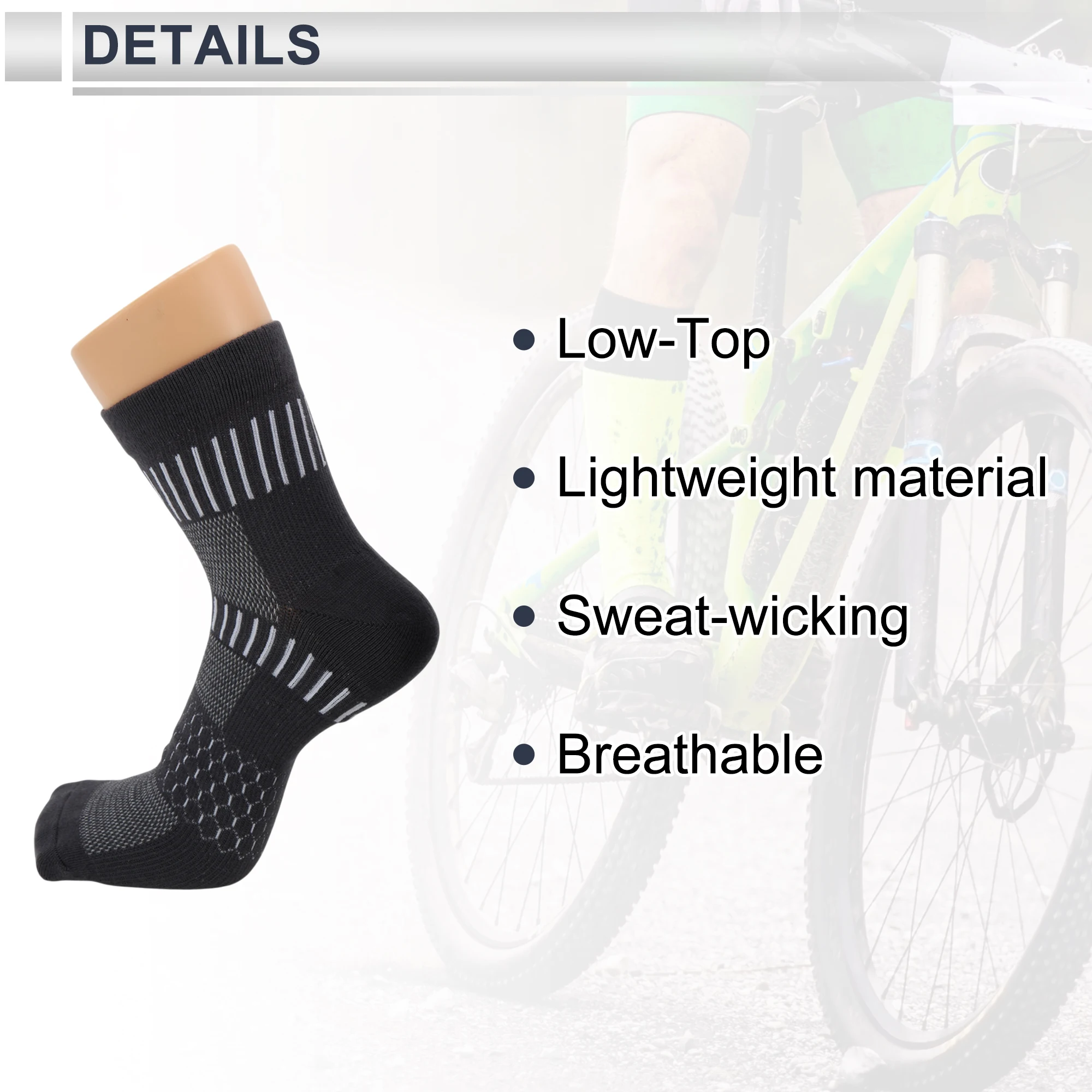 جوارب X Autohaux لركوب الدراجات ماصة للعرق في الهواء الطلق، رمادي فاتح، مقاس واحد يناسب الجميع، 3 أزواج شبكية عالمية