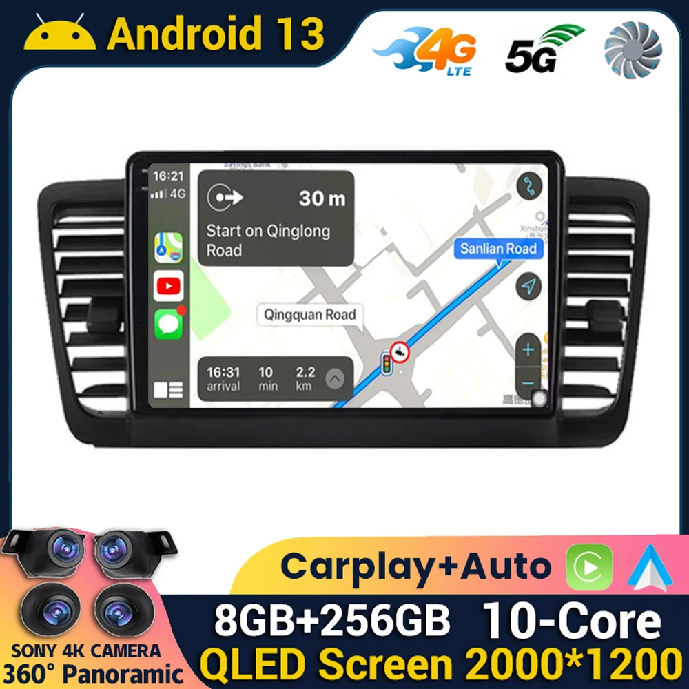 Android 13 For Subaru Outback 3 Legacy 4 2003 2004 2005 2006 2007-2009 Carplay Car Radio Multimedia Video Player Navigation GPS