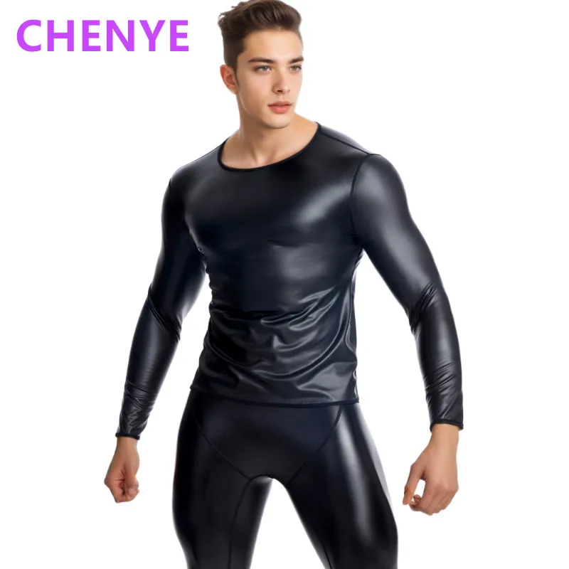 

Мужская новая кожаная футболка с длинным рукавом, нижнее белье для похудения, формирователи тела, корсеты для тренировки талии, корректирующее белье для живота, кожаные рубашки