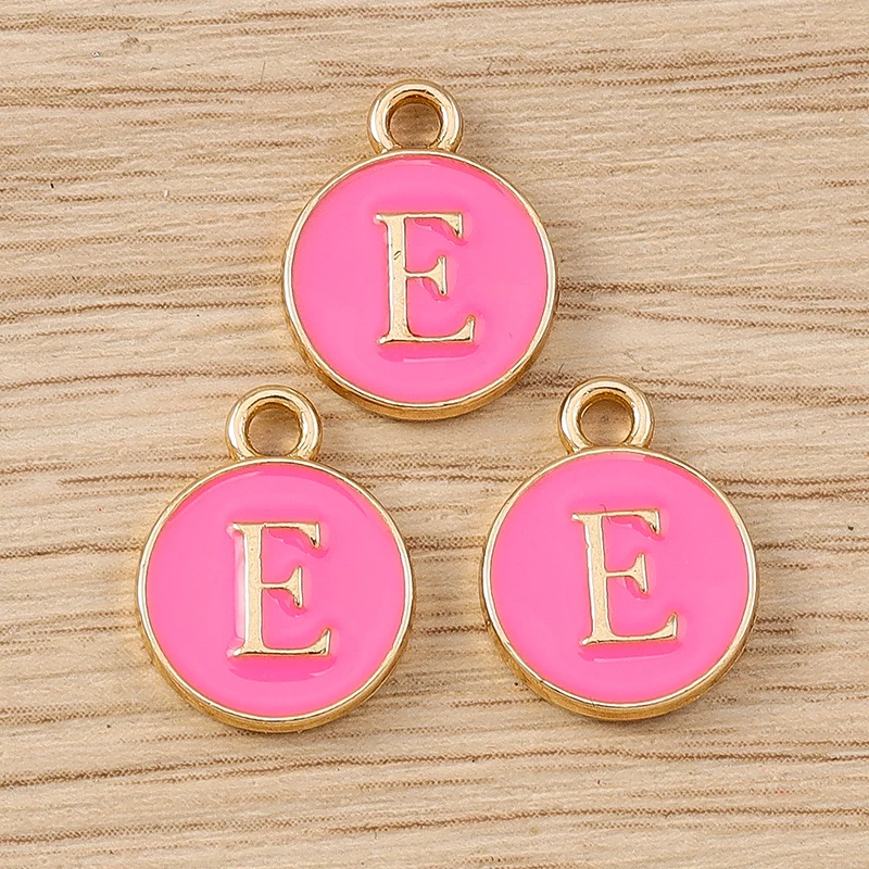 10 Stück niedliche, doppelseitige Buchstabenanhänger aus Emaille, Alphabet A-Z, zum Basteln von Schmuck, für Namens-Ohrringe, Halsketten und DIY-Bastelarbeiten. – Detail 7
