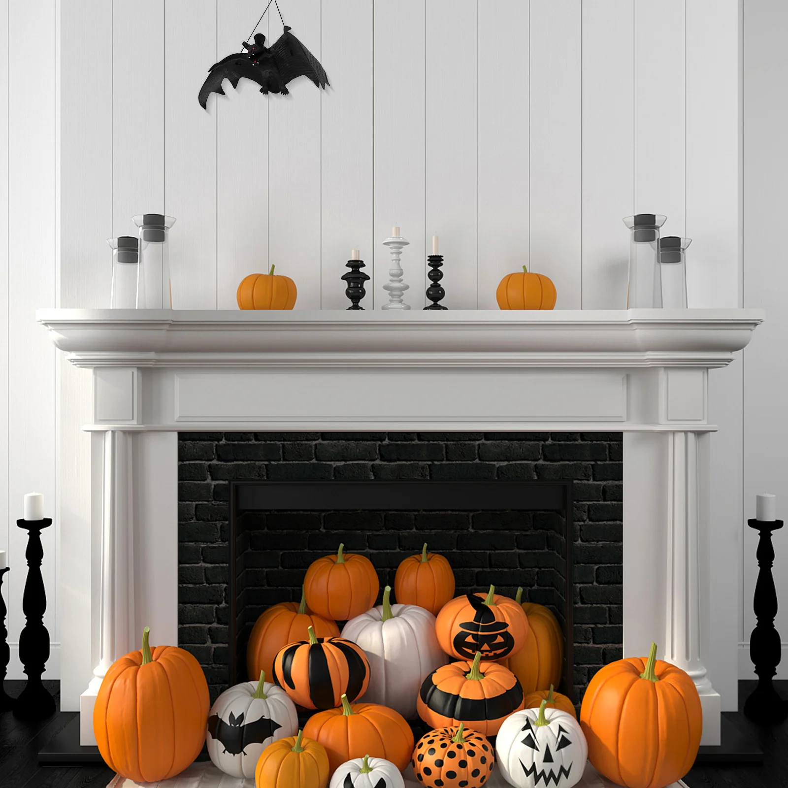

18 Pcs Simulation Rubber Bat Halloween Decorative Pendant Party Supplies Scary Home GlamorousHaunted House Gag Props Creativity