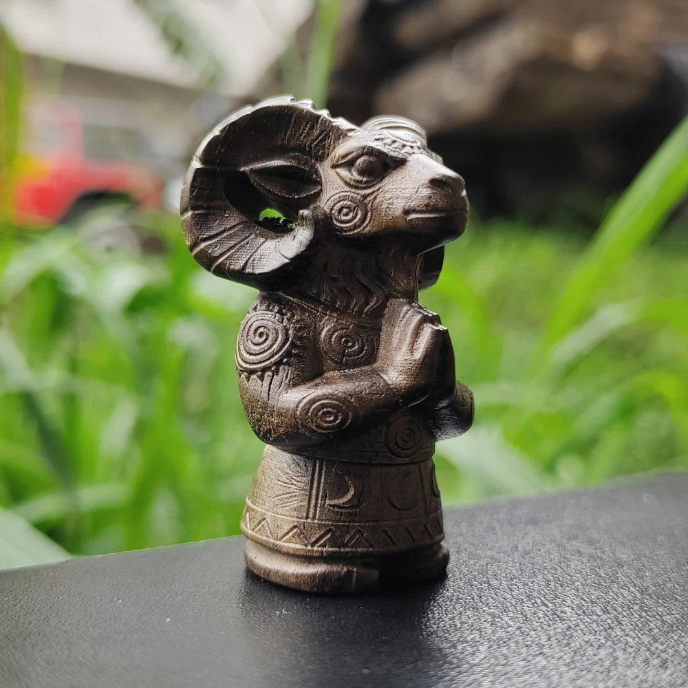 1.8 Inch Hand-Carved Sheep Totem Figurine Ornament, Ethnic Style, Natural Style, Suitable for Halloween Decorations, Holiday Decorations, Men's Gifts, Bedroom, Centerpiece, Study Room, Back-to-School Gifts
