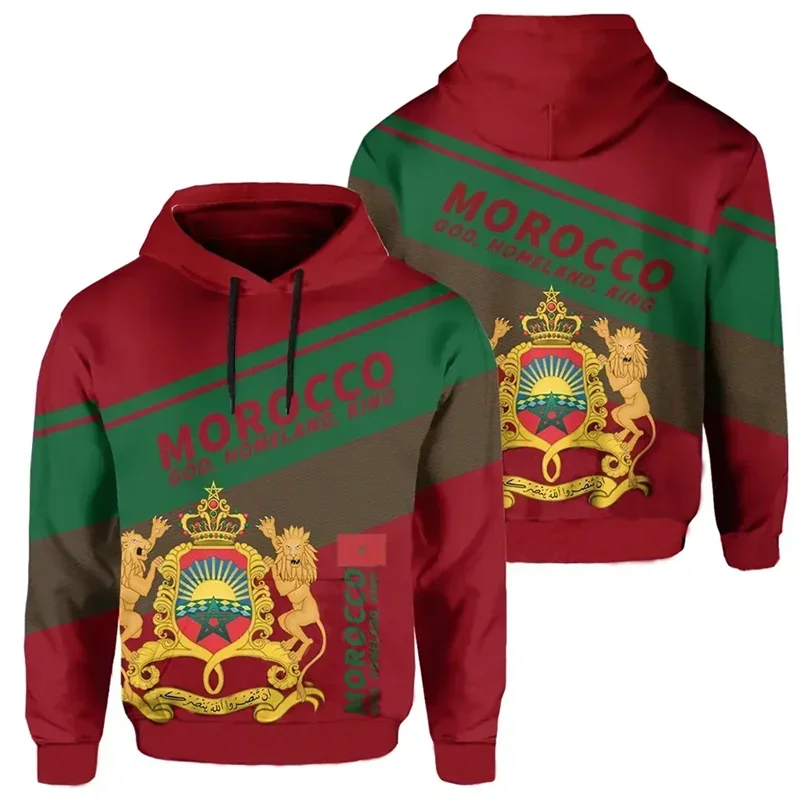 

Moroccan Flag 3D Print Hoodie Men Kids Morocco National Emblem Graphic Pullover Sweatshirts Harajuku Sports Streetwear Tops Coat