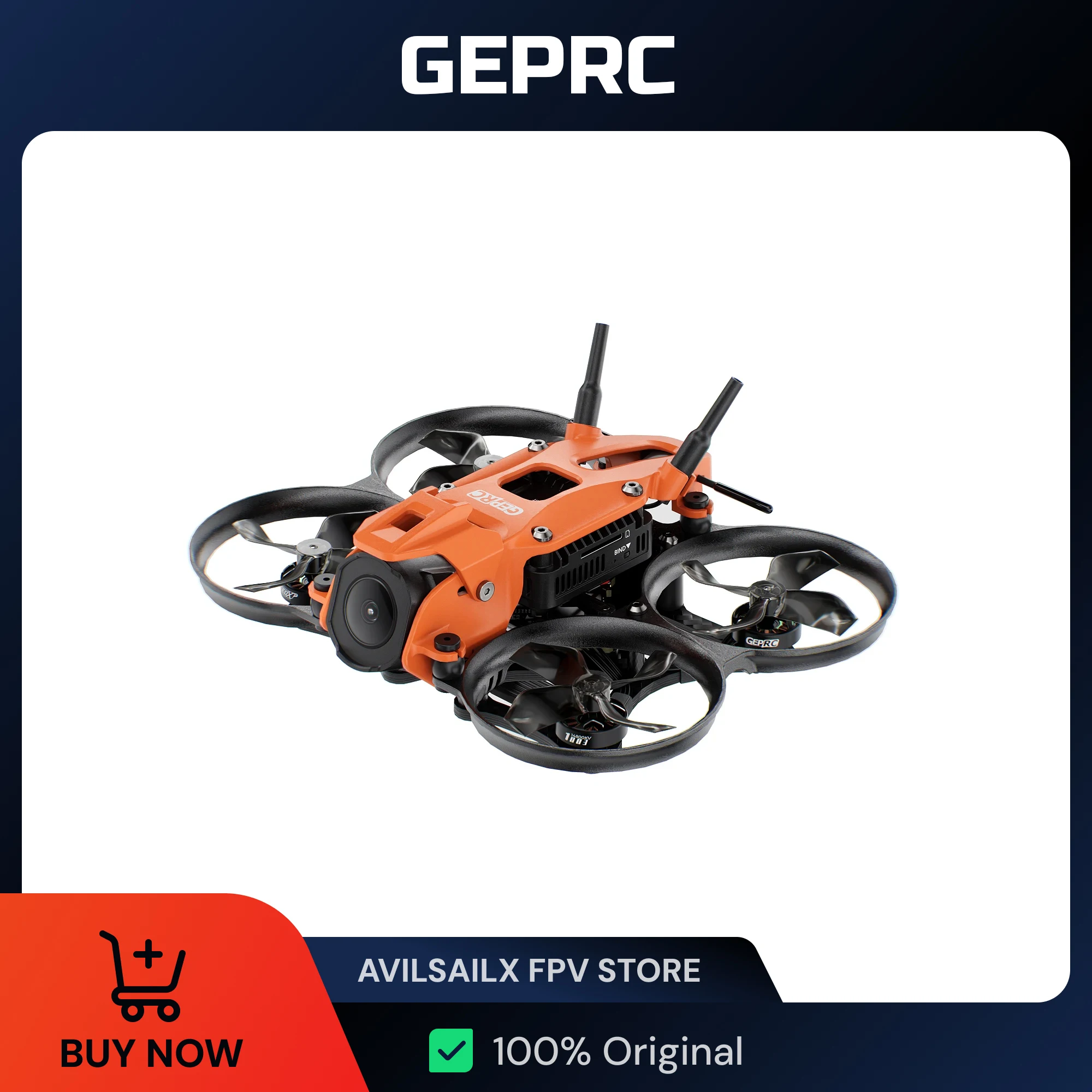 

GEPRC DarkStar16 FPV Квадрокоптер O4 Air Unit PRO/WTFPV SPEEDX2 1003 14800KV 1,6 дюйма Оранжево-серый RC Дрон для фристайла