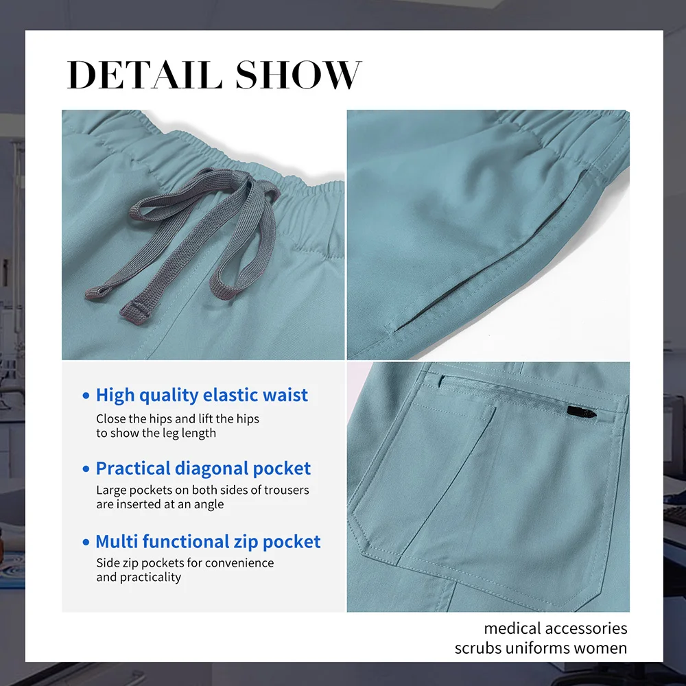 High Quality Spa Uniforms Bottoms Pet Grooming Institution Scrubs Pant Hospital Medical Work Clothes Bottoms Unisex Scrubs Pants