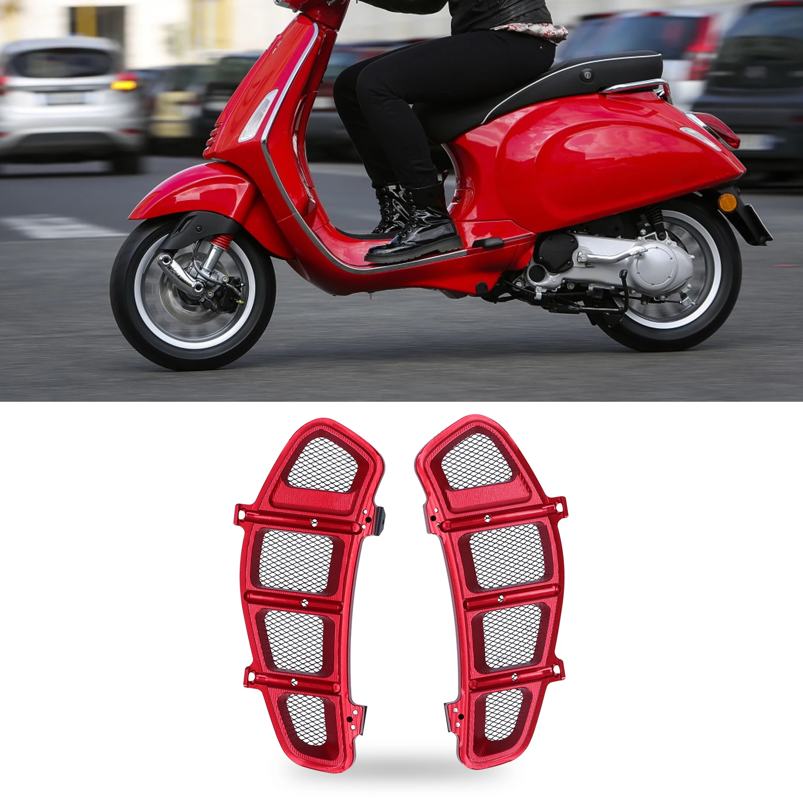 Motorcycle Radiator Guard Grille Bezel Cover Left Right Red Fit for Piaggio VESPA GTS 250/300 2013-2020