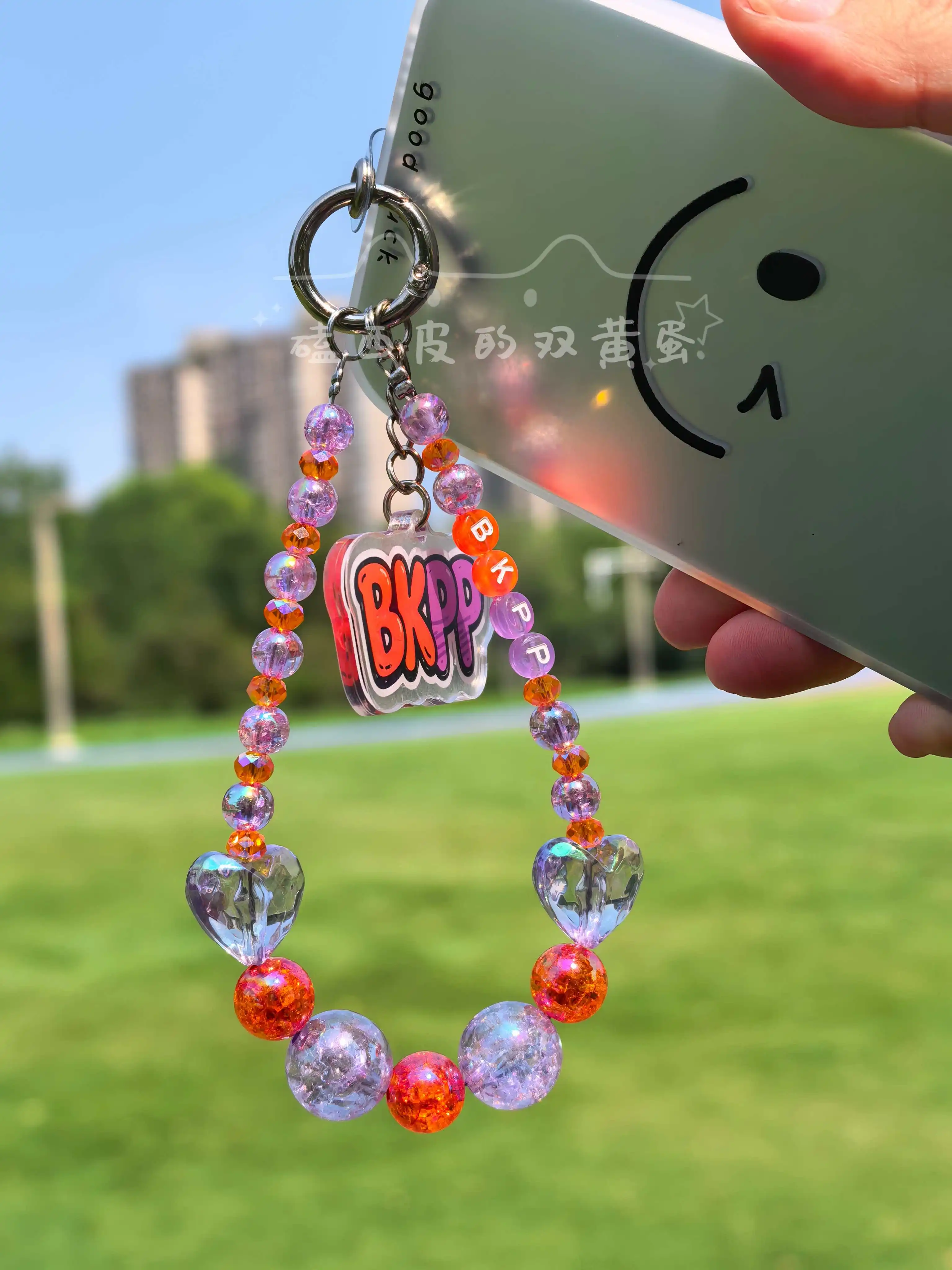 Handmade Thailand Drama Billkin PP Krit BKPP Love Heart Interpretation Beaded Phone Chain Hanging Cord Phone Charms Phone Strap