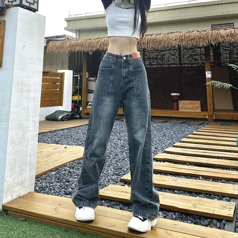 

New High Waist Loose Wide Leg Jeans Autumn Street Fashion Retro Straight Loose Denim Trousers Casual Y2k Jeans Harajuku