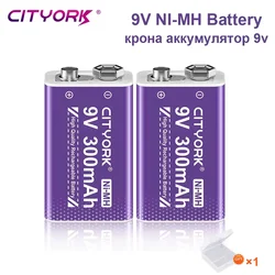 CITYORK 9V NiMH Rechargeable Battery 300mAh 9V 6f22 Crown Krone battery For Multimeter Microphone Remote Control KTV Use toys