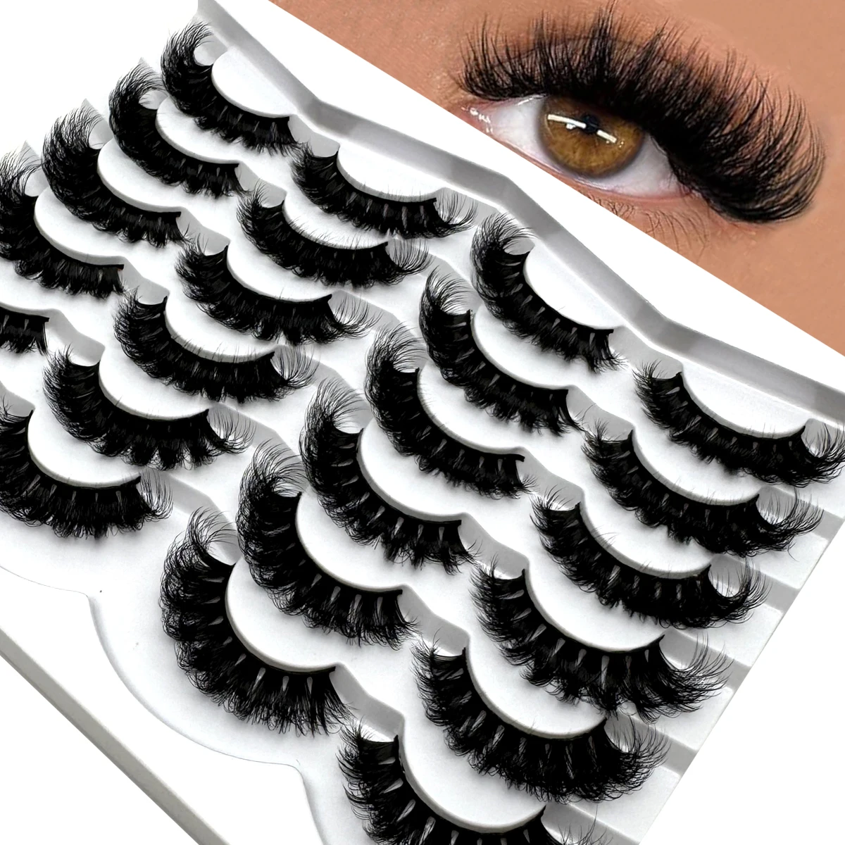 12 Pairs Natural Messy Eyelashes Faux Mink Eyelashes Long Lasting Fluffy Mink Lashes Dramatic Volume lashes Extension Thick Long