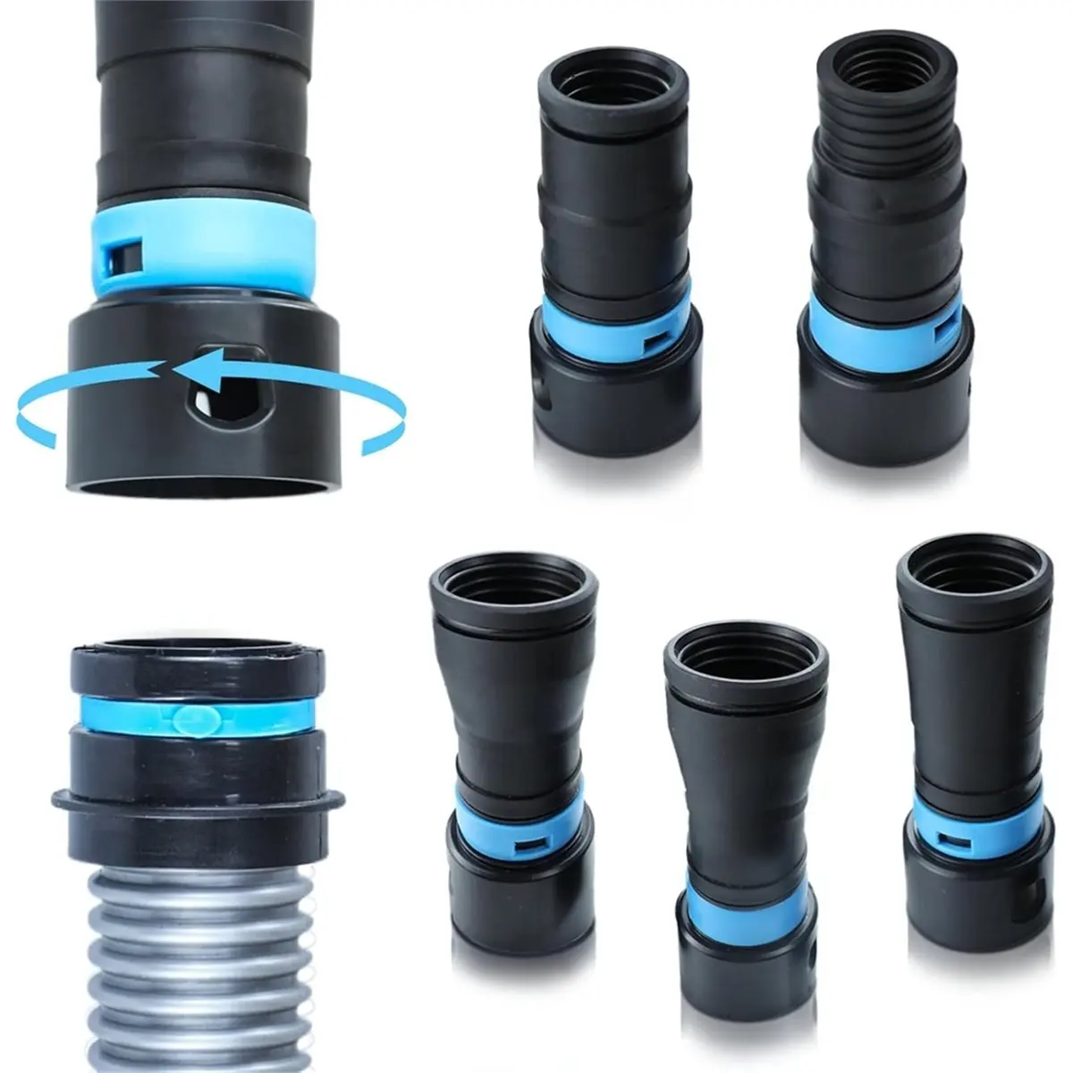 (ABJZ) 5pcs Dust Collection Hose Adapters Kit for Vacuum Hose System, Expanded Adapter Set Fits Most Woodworking Power Tools