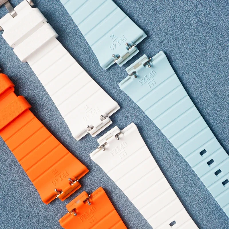 Silicone Watch Strap Suitable Tisso PRX40 Super Gamer Liquid Silicone Bnde T137.407/410 8mm Waterproof Braided Texture Strap