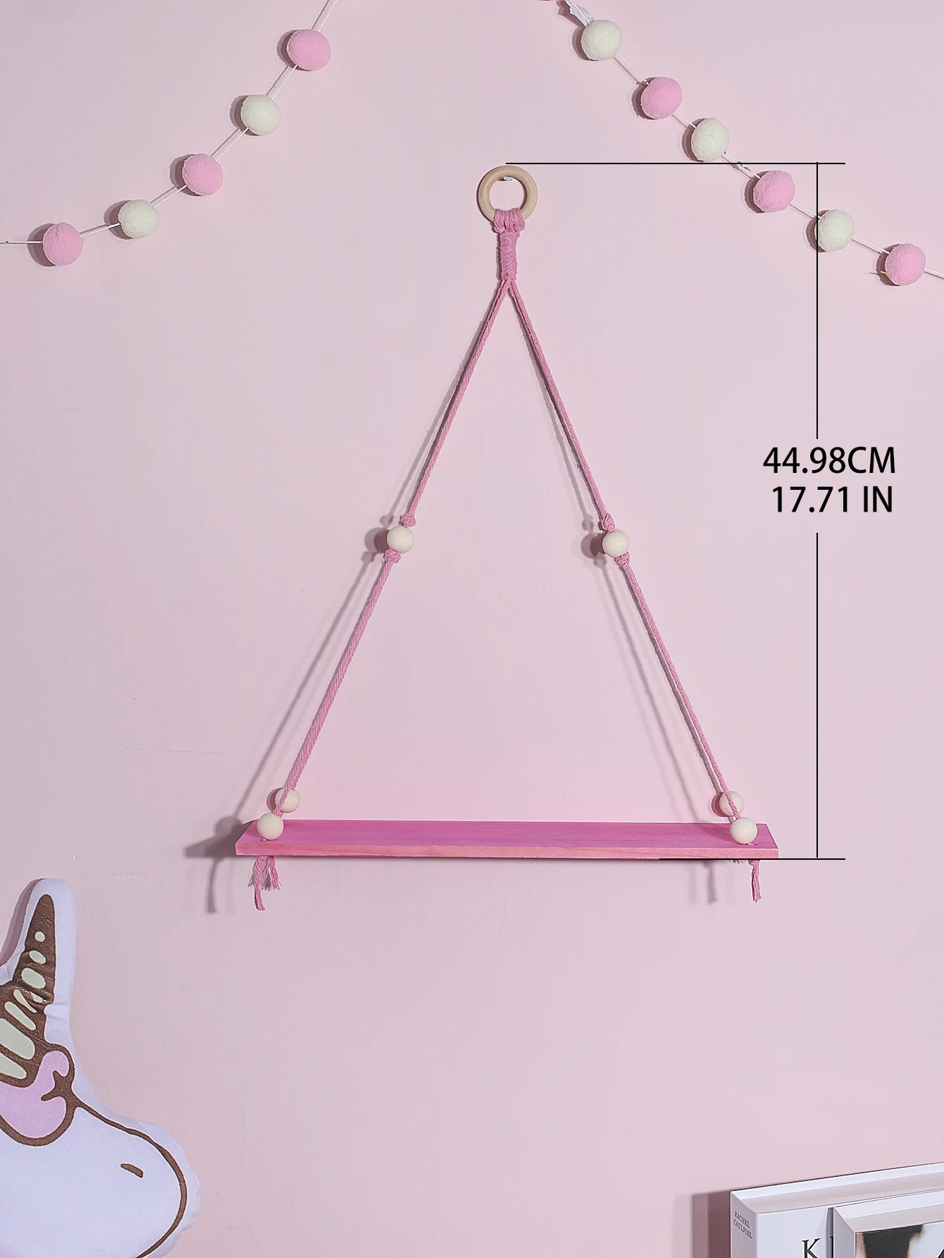 Pink Wooden Shelf Hanging Decoration Display Stand Wall Decor Floating Shelf Nordic Room Decors Aesthetic for Girls Kids Room