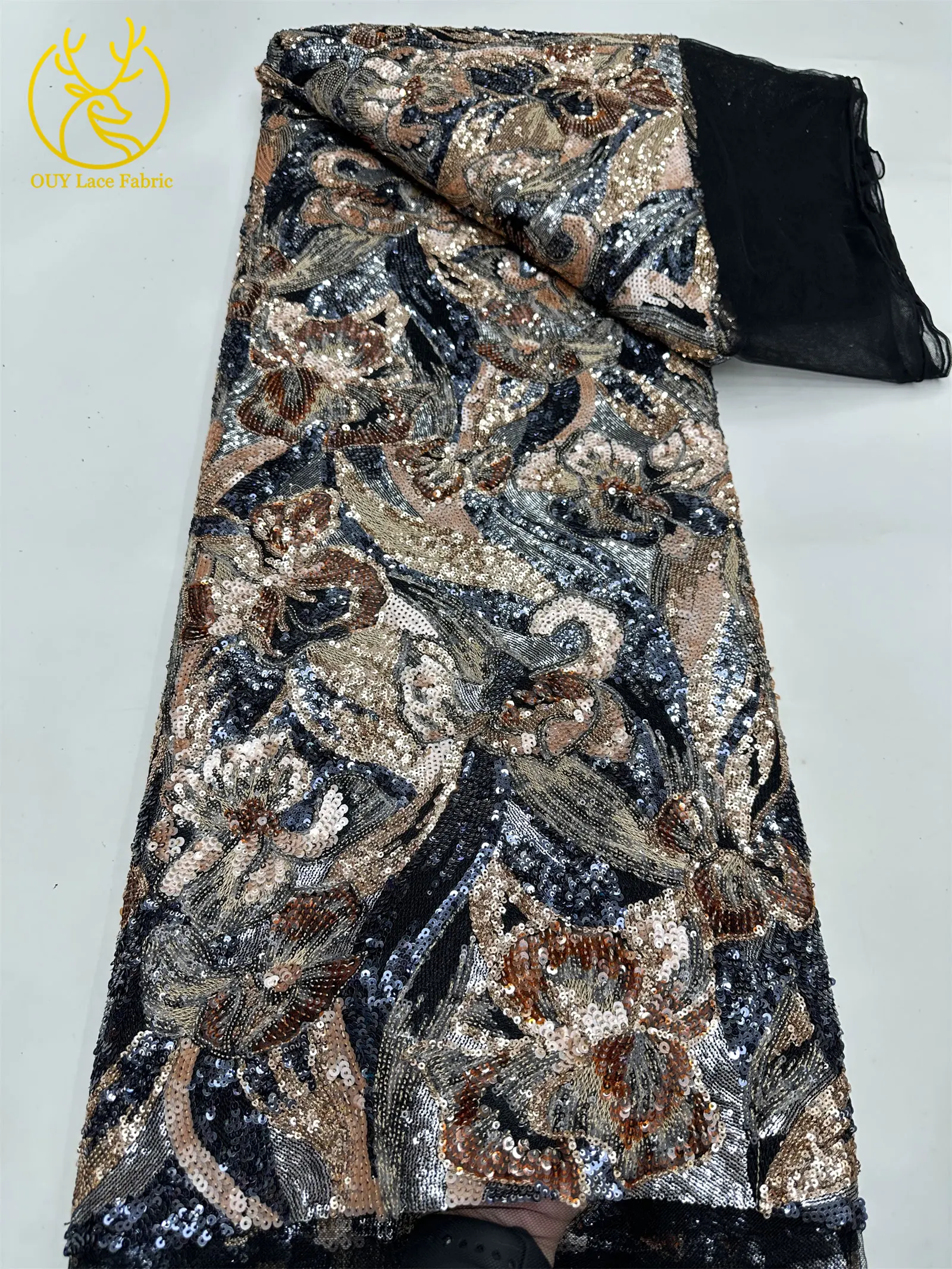 2025 Newest French Mesh Sequin Lace Fabric African Tulle Lace Fabric Nigerian Lace Fabric For Women Party Evening Dresses