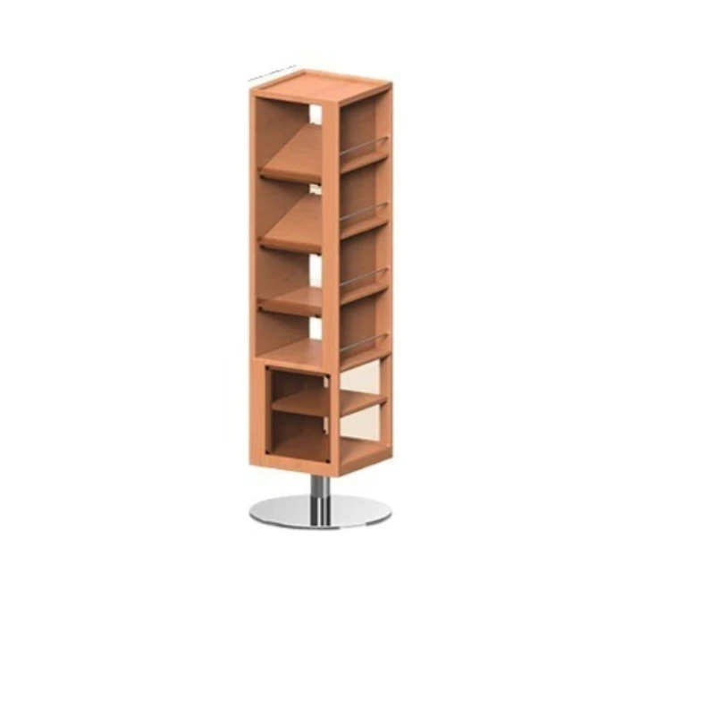 

Solid wood full body mirror rotating full-length mirror retro storage shelf bookcase, entrance cabinet rotating bookshelf floor