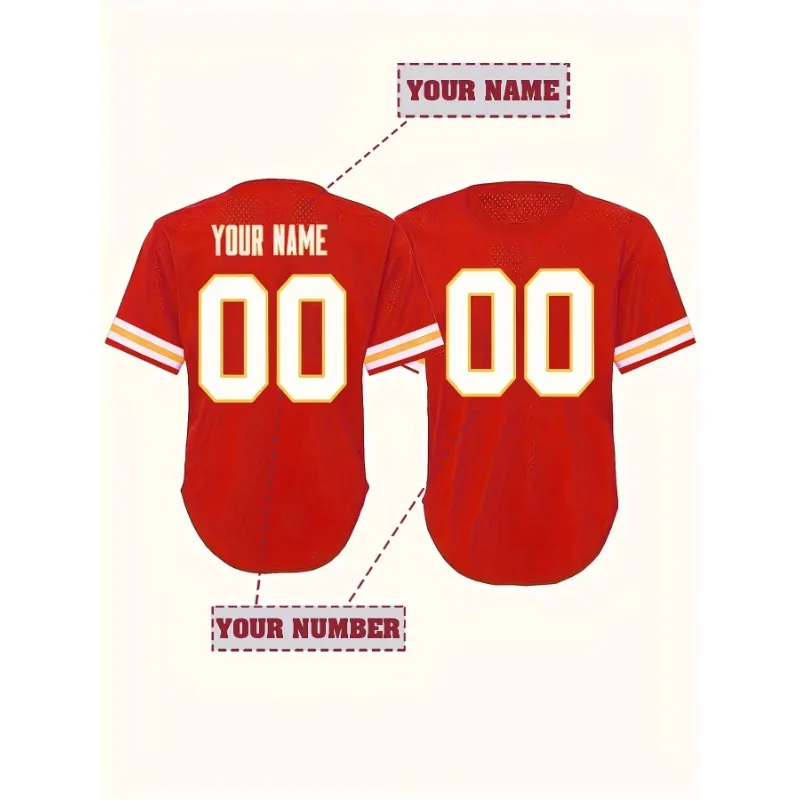 

Custom Name and Number Men's Football Jersey Embroidered Sports Shirt Retro Mesh for Kansas City Chiefs Breathable T-Shirts