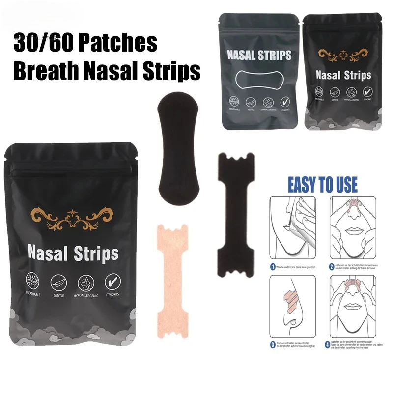 

30/60 Patches Breath Nasal Strips Anti-Snoring Nose Patches Improve Sleeping Health Product Stop Snoring Easier Sleep Aid Device