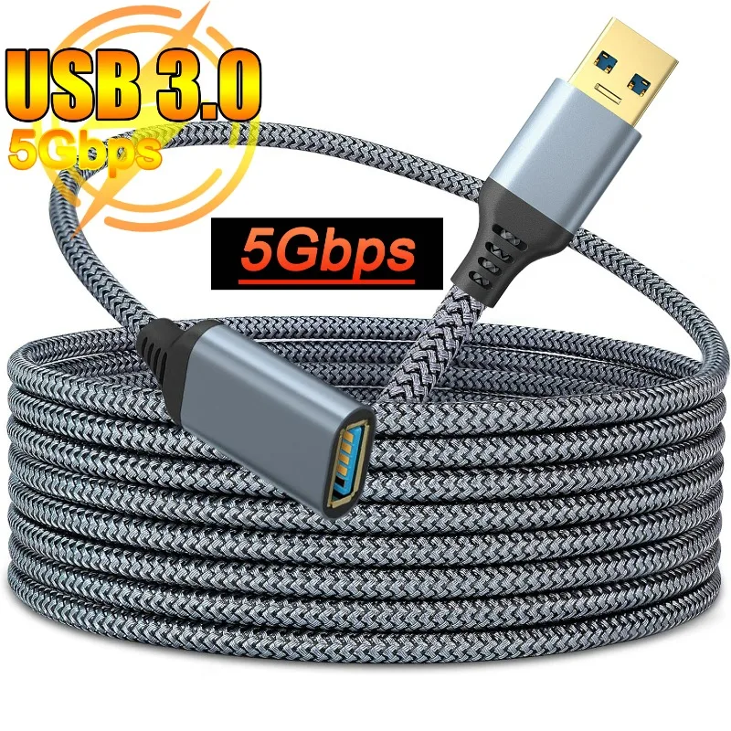 3/2/1/0.5M USB 3.0 Extension Cable Male To Female Extender Cords 5Gbps Braided Charging Cable for Printer Mouse Gamepad Laptop