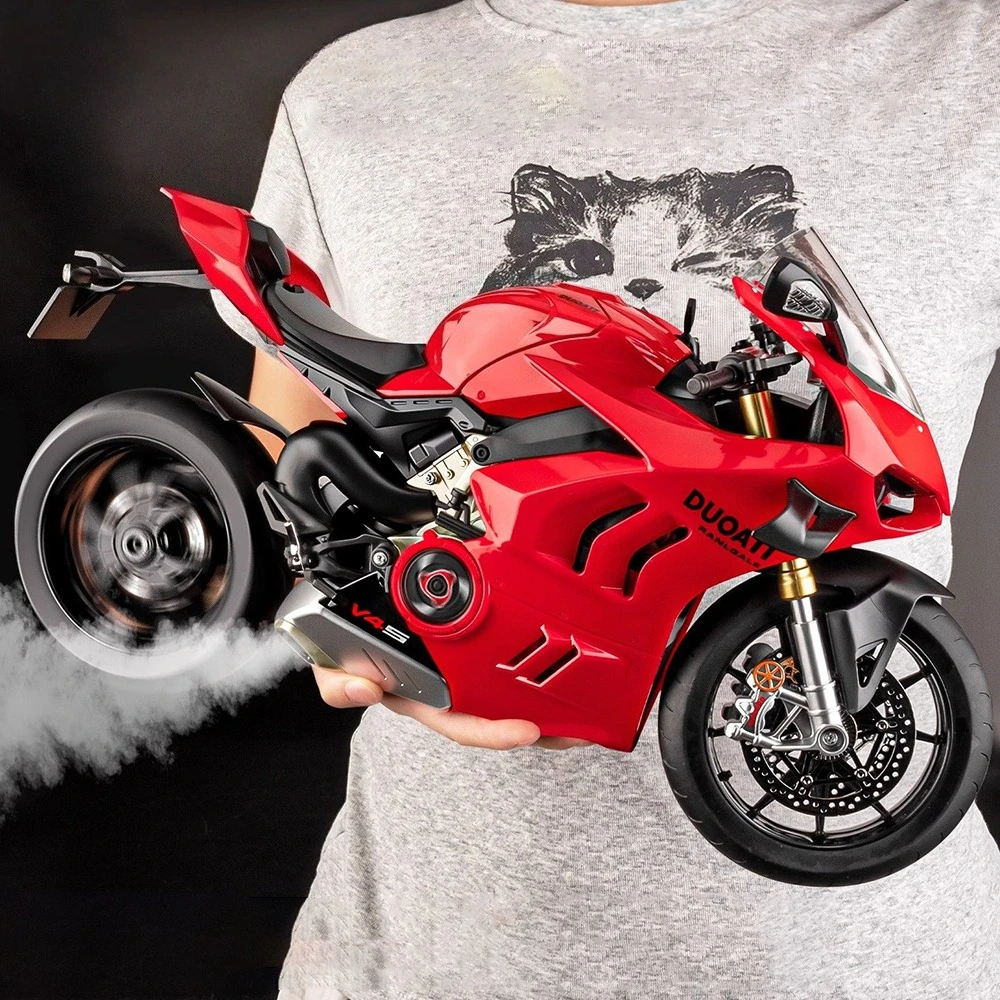 

1:6 V4S V4SP2 Spray Motorcycle Toy Model Car Music Light Ignition Start Motorbike Metal Diecast Models Boys Birthday Presents