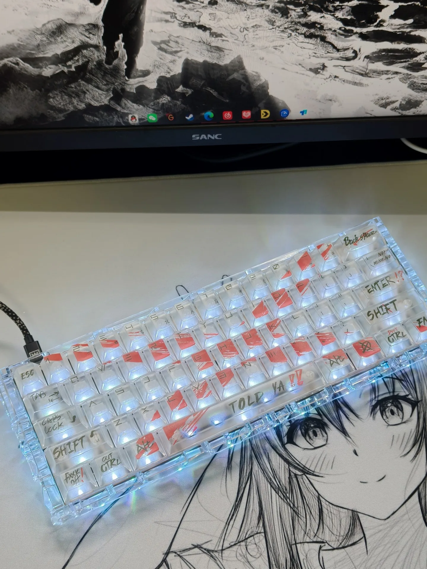 Custom High Value 60% Layout Stable 0.01mm Precision No Chatter Five LEDs Spacebar Strobe RGB Custom Smooth Gift,
