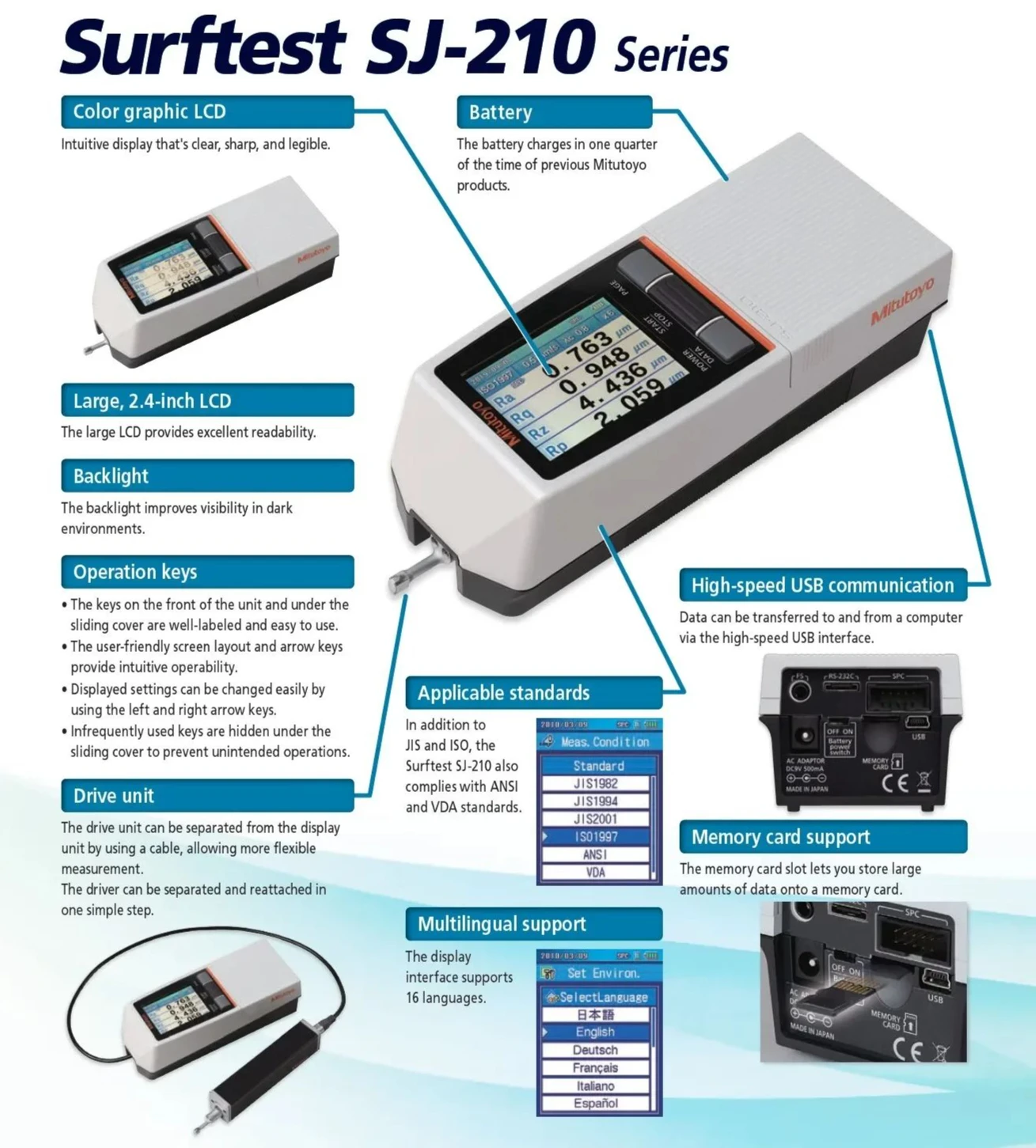 Mitutoyo Original New Gurantee SJ210 Roughness Tester 178-560-11DC 178-560-12DC