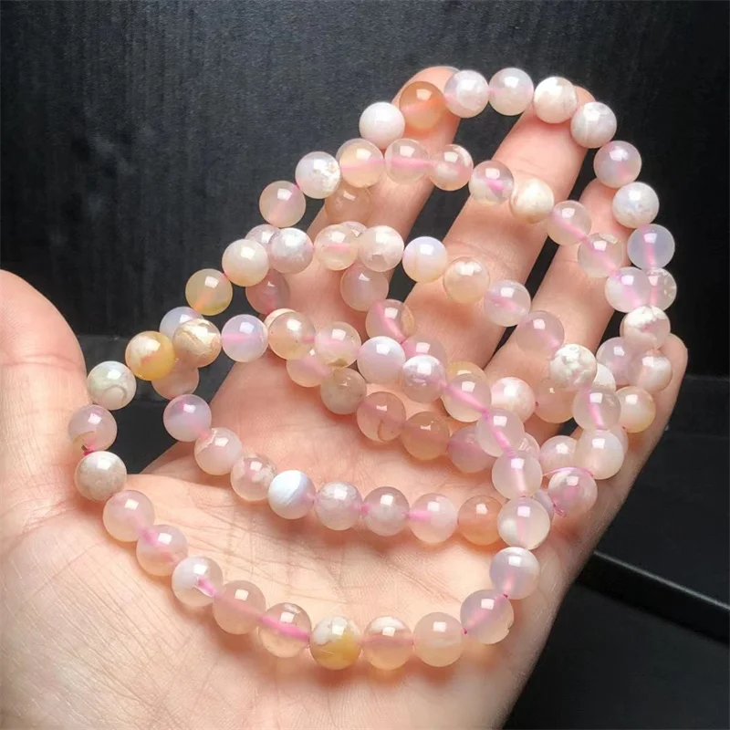 

Natural Flower Agate Bracelet Fashion Crystal Jewelry Bangle For Women Healing Holiday Gift 1pcs 8MM