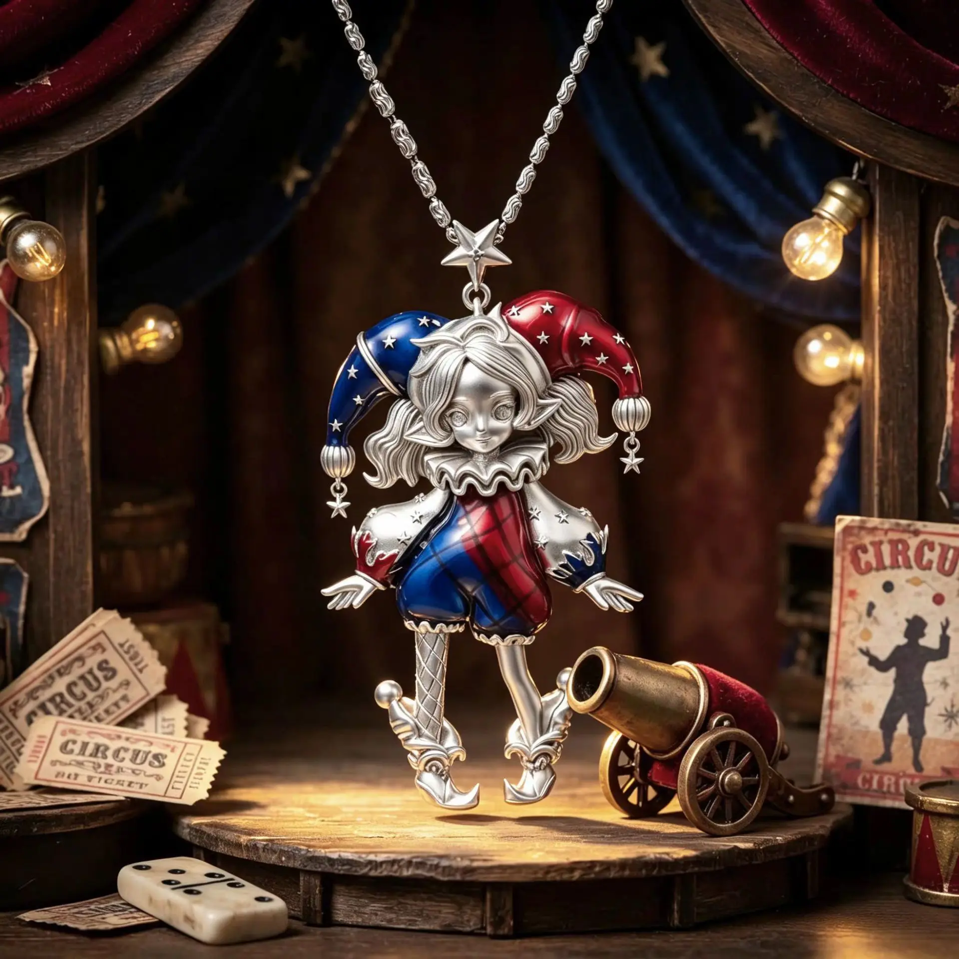 3d Two Tone Circus Clown Girl Pendant Necklace Cartoon Doll Star Charm Cool Street Style Clavicle Chain Jewelry For Women Girls