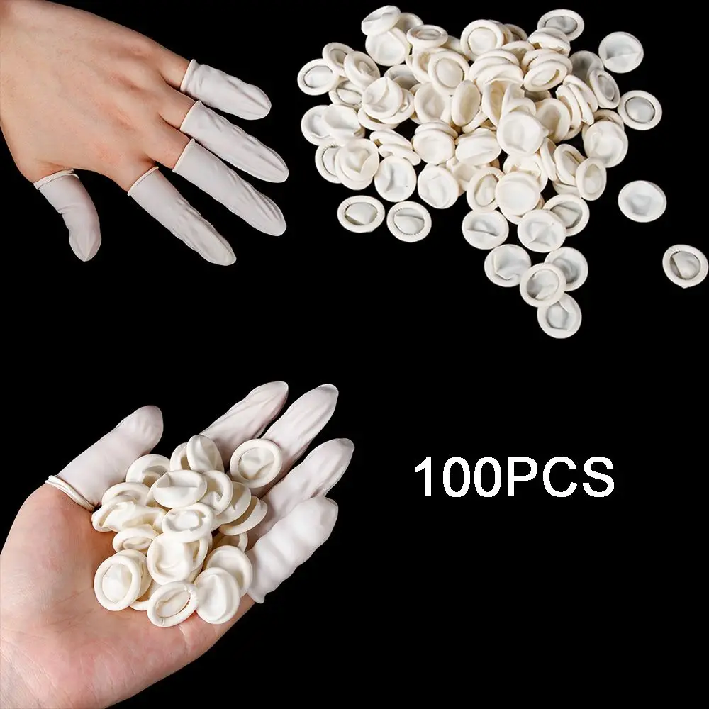 100PCS Natural Nail Art Tool Fingertip Protective Finger Cots Rubber Gloves Protector Gloves Finger Cover