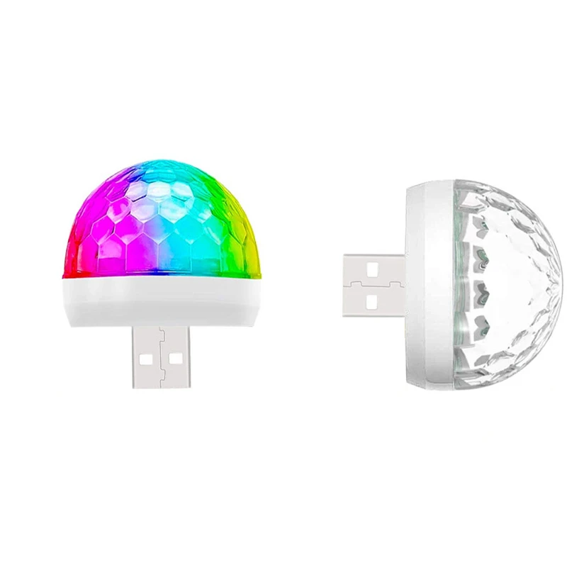 USB Mini Disco Licht, Feestverlichting Bal Geluid Geactiveerd, DJ Disco Ball Podiumverlichting-Multi Kleuren LED Auto Sfeerlicht, Karaoke - afbeelding 2