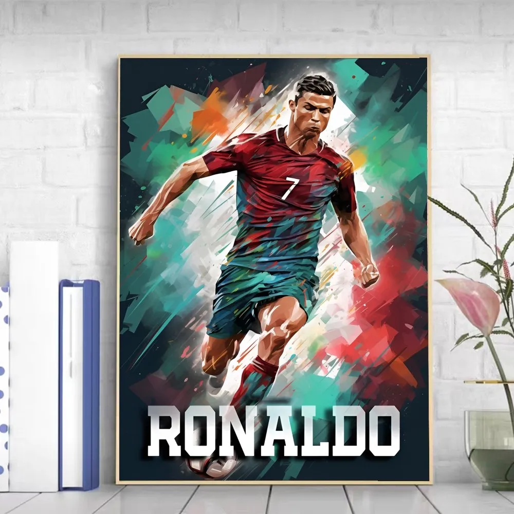 R-Ronaldo Football C-CR7 Poster Self-adhesive Art Poster Retro Kraft Paper Sticker DIY Room Bar Cafe Vintage Decorative