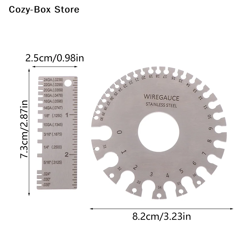 [ZY]0-36 Round AWG SWG Wire Gauge Thickness Ruler Gauge Diameter Stainless Steel Measurer Tool Welding Inspection Wire Gauge[ZY]