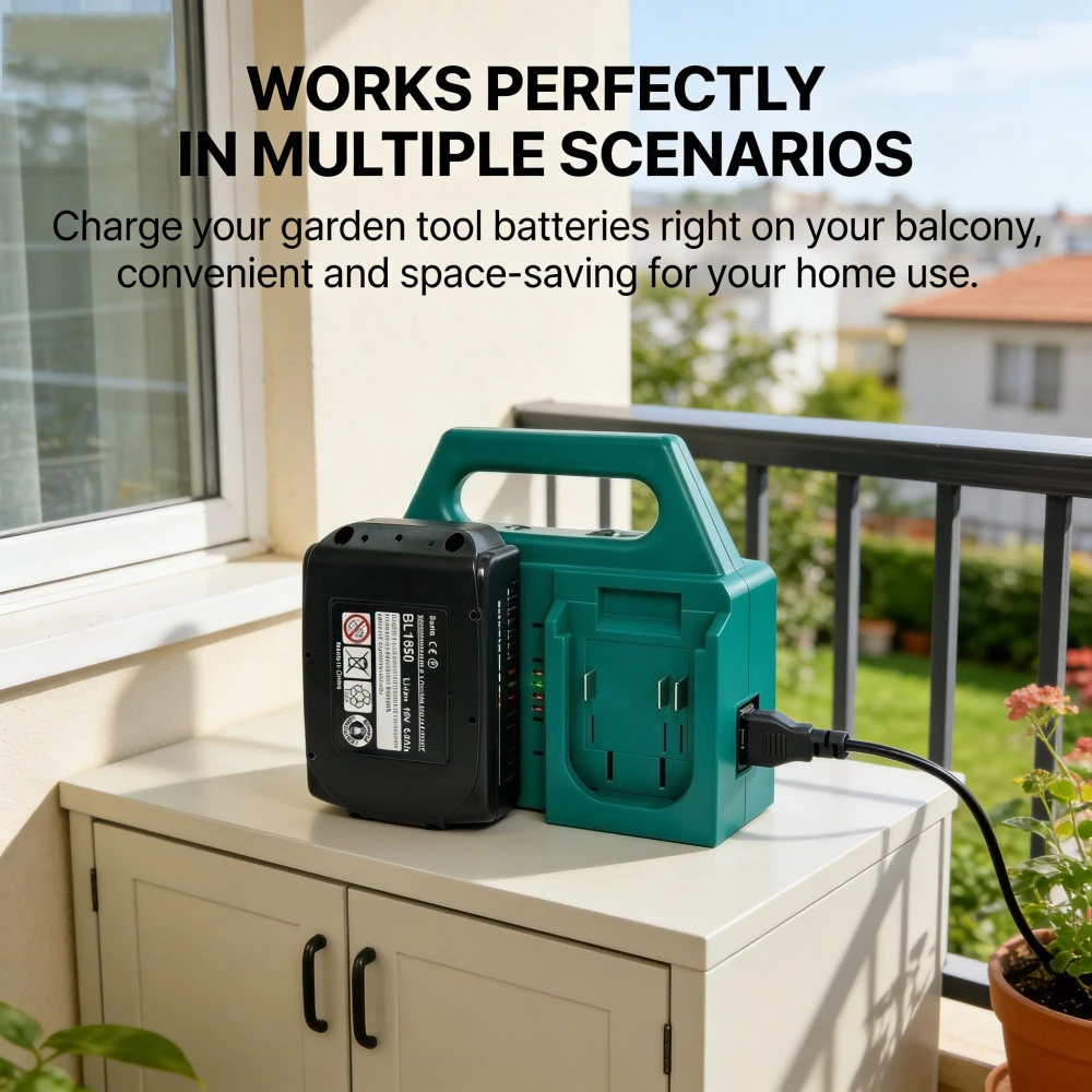 

NEW For Makita Plastic 18V/20V Battery Charger with Handheld Storage Bracket, All-in-One Battery Storage Charging Solution