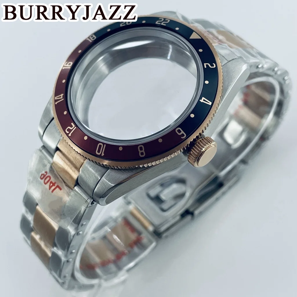 BURRYJAZZ 39mm NH35 NH36 NH34 NH38 NH70 NH72 ETA2824 PT5000 Watch Case Silver Rose Gold Stainless Steel Case Domed Sapphire Glas