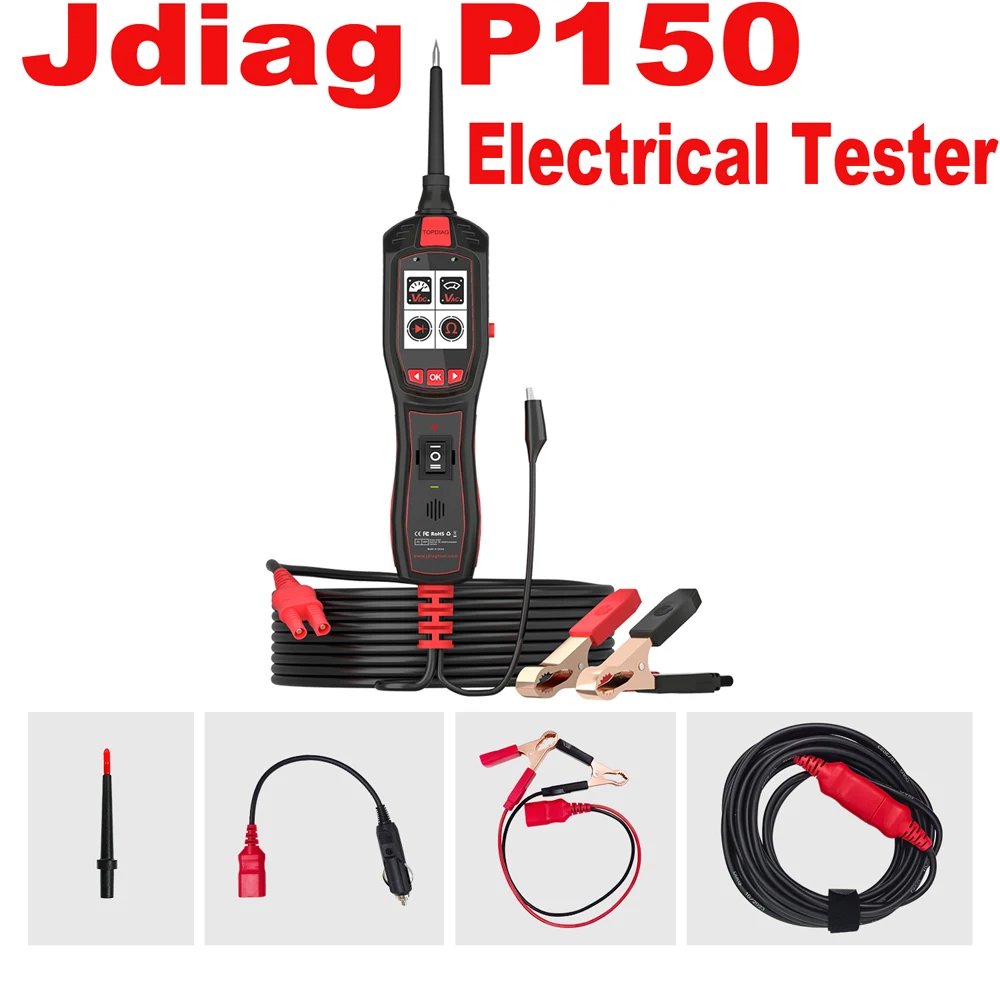 Original TOP JDiag P150 Automotive Circuit Tester Power Circuit Probe Kit Built-in Flashlight Electrical System Diagnostic Tool