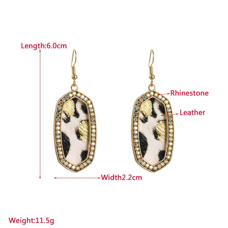 Water Diamond Earrings For The Ball Print Long Leather Earrings For Women Cross-Border Alloy Studded With Diamonds Earrings 476