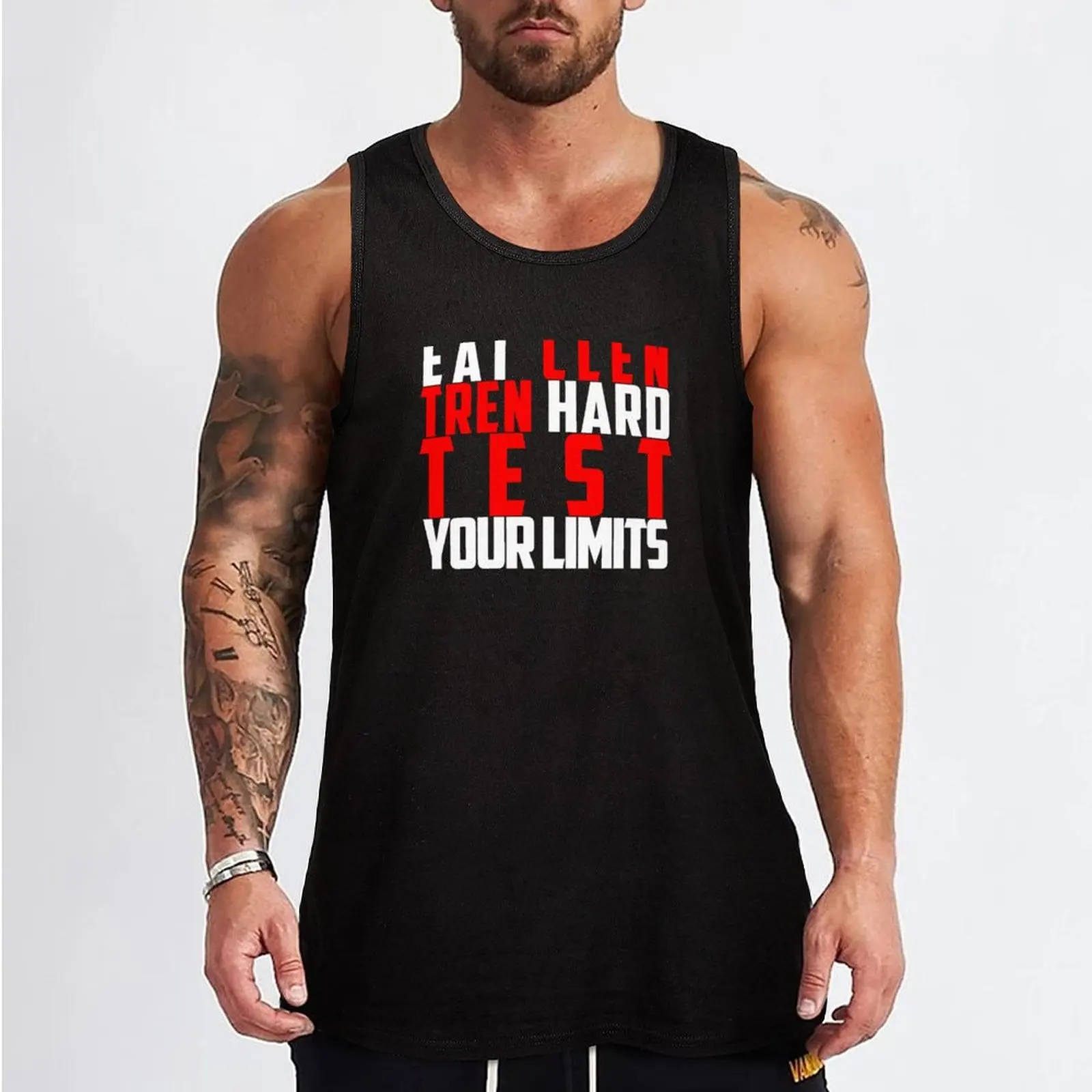 Eat Clen Tren Hard (White) Tank Top muscular man gym Sleeveless T-shirt cotton t-shirts man